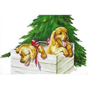 A Box Full of Labs Holiday Postcard Unposted